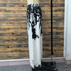 Dresses For Women Black And White Flowers Print Long Sleeve Ruffled Collar Elegant Dress Lace Up A-Line Dress Spring