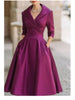 Style Elegant Waist Slimming Long-sleeved Party Dresses for Women Autumn Female Pleated Pocket A-line Midi Dress Vestidos