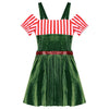 Adult Christmas Cosplay Costume Gingerbread Stripe Patchwork Velvet Dress Women Party Gingersnap Role-playing Cosplay Dress-up