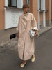 Women Solid Casual Long Trench Coat Lapel Collar Single Breasted Batwing Sleeve Windbreaker Streetwear Oversized Outerwears