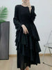Spring Ruffles Pleated Dress Women Round Neck Flare Sleeves Loose Chic Long Length Female Party Clothes 2DA3391