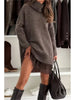 Solid Color Woolen Top + Dresses 2-piece Set For Women's Casual Winter Sexy Suspender Lace Ruffle Dress Female Suit