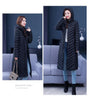 Middle-aged Womens Down Cotton Coat Winter Long Warm Quilted Cotton Jacket Female Casual Hooded Parka Overcoat Purple 5XL