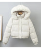 Winter Short Parkas Women's Cotton-padded Clothes Fleece Lining Thicken Warm Outerwear Fur Collar Removable Hooded Quilted Coat