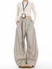 High Waist Women Suit Pants Straight Office Ladies Korean Trousers Casual Button Loose Female Black Pants