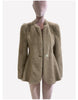 Autumn Winter Elegant Chic Short Fitted Faux Fur Blazer Women Single Button Puff Sleeve Fluffy Jacket