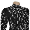 Temperament Elegant Party Diamond Pearl Long Bodycon Dress Women O Neck Long Sleeve Glitter Club Evening Black Sheath Maxi Dress