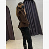 Women's Chic Waist-cinching Short Trench Coat Solid Long Sleeve Shoulder Pad Cropped Jackets Autumn Street Commute Outwear