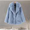 Faux Fur Women's Coat Turn down Collar Long Sleeve Button Pocket Soft Overcoat Thick Warm Winter Outerwear for Ladies
