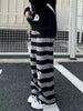 Japanese Stripe Wide Leg Trousers Y2k Aesthetic Kawaii Cartoon Embroidery Straight Pants Vintage Casual Loose Pantalones Women