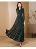Spring Autumn Gold Velvet Long Sleeve Dress For Women High Grade Green Plush Jacquard Long Dress Female Elegant Dresses 4XL