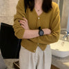 Korean version of autumn cashmere V-neck cardigan women loose short solid color sweater knit sweater simple coat