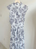 Kuzuwata Fresh Mid-length Print High Waist Robe Gentle Literary Lace Up Pleated Slim Mujer Japan Elegant Dress
