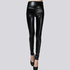 Autumn Women Velvet PU Leather Pants Elastic Stretch Faux Skinny Leather Pencil Pants Y2K Female Sexy Lady Trousers