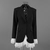 Autumn Sexy V-Neck Lace Patchwork Black Dress Elegant Temperament Long Sleeve Blazer Short Dresses Women Clothing