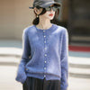 Winter Women's Clothing Tops Brushed Wool Cardigans O Neck Yellow Warm Causal Sweater Soft Solid Knitted Coats B1713005