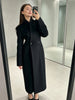 Autumn Commute Women's Maxi Coat Solid Long Sleeve Shoulder Padded Straight Slim Overcoats Office Daily Lady Outwears