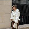 Belted Waist Cropped Trench Double Breasted Stand Collar Autumn Chic Elegant Women Coat Casual Vintage Office Lady Jacket