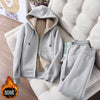 Sports Leisure Set Women's Zipper Solid Coat Women's Autumn/Winter Korean Edition Student Plush Thickened Hoodie Set