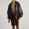 Vintage Zippers Short Leather Jackets Women's Casual Lapel Button Pockets Full Sleeve Coat Autumn Lady Chic Streetwear