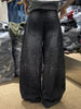 Glittering Rhinestone Denim Pants Women's Jeans Wide Leg Design Sensation Floor-Length Pants loose jeans