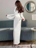 Lace Up Elegant Evening Dress Female Autumn Sexy Deep V Neck Long Sleeve Maxi Dresses Party Slim Commute Long Dress