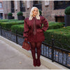 Elegant Full Sleeve Short Jacket Women Chic Zipper O-neck Shoulder-padded Blazer Coat Female Solid Coats Lady