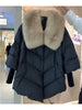 Female Loose Outerwear Down Jacket Overcoat Women Winter Coat 90% White Duck Down Jacket With Big Woolen Collar Coat