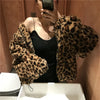 Winter Leopard Print Jacket Women's Stand Collar Warm Parkas Outwear Autumn Winter Korean Female Loose Faux Fur Coats
