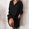 Autumn Elegant Cotton and Hemp Women's Dress Elegant Commuting Style Flip Collar Single Breasted Elegant Dress