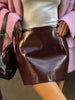 PU Leather Skirt Sets Women Lapel Long Sleeve Double-breasted Jacket Hip Package Short Skirt Suits Female Street Outfits
