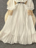 Spring Autumn French Sequin Nail Bead Long Sleeved Dress Women Elegant Temperament Birthday Party Pleated Long Dress C227