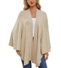 Elegant Shawl Wraps Soft Open Front Poncho Sweater Women Loose V-Neck Cape Casual Solid Color Soft Open Front Poncho Bat Shirt