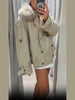 Women Fur Collar Solid Coats Maxi Sleeves Pocket Double-breasted Lapel Jackets Autumn Lady Daily Street Outwear