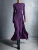 Elegant Long Sleeve Ruched Sexy Maxi Dress Women Gown Autumn Draped Bodycon Irregular Long Dresses Female Clothing