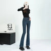 Winter Female Thin Snow Warm Plush Jeans Lady Chic Fleece Flared Pants Girls Korean High Waist Straight Leg Denim Trousers