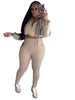 Street Women's Set Zipper Fly Crop Sweatshirt and Jogger Sweatpants Elegant Fall Sportwear Two 2-Piece Set Outfits