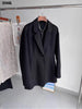 Women's Autumn Winter Black Slim Wool Coat Casual Solid Long Sleeve Pocket Elegance Blazer Overcoat Ladies