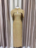 Elegant Two Piece Set For Women Multi Color Tweed Cape Collar Heart Neck Ruched Waist Bodycon Maxi Skirt For Banquet Party