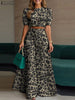 Leopard Print 2 Pieces Sets Woman Street Puff Sleeve Short Tops Wide Leg Pants 2pcs Suits Outfits OL Pant Sets