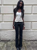 Double-Breasted Decoration Pants Women Metal Ring Tassel Elastic Waist Autumn Street Daily Hottie Bell-Bottom