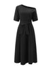 Women's S-2XL Size Slanted Shoulder Collar Tie Waist Style Solid Color Dress Leopard print maxi dresses for women