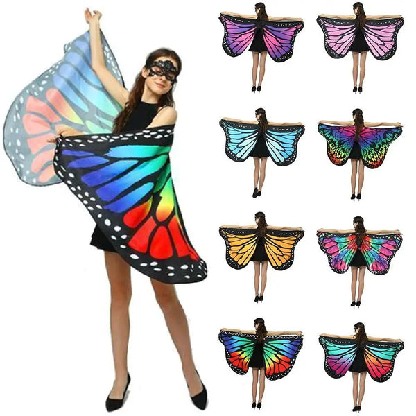 1pc Womens Butterfly Wings Polyester Butterfly Cape for Stage Dress-up Shawl Cloak Fancy Dress Costume 150x70cm