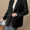 Black Blazer Women's Minimalist Design Long Sleeve Casual Office Blazer Solid Color Outerwear