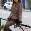 Vintage Spring Plaid Single Breasted Straight Woman Blazer Office Lady Tassel Sleeve Female Modern Outwear