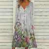 Fall & Winter Women's V-Neck Button Long Sleeve Dress Floral Print Loose Casual Midi Dress