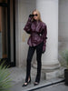 Lady Retro Burgundy Belted Leather Jacket Solid Stand Collar Long-sleeved Cropped Coat Women Daily Street Outerwear
