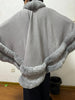 Women 2 Circle Wraps Long Faux Rabbit Fur Cape Poncho Winter Loose Thick Warm Shawl Outerwear Knitted Cloak Overcoat