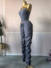 Street Women's Set Strap Tunic Crop Tops and Stacked Ruched Pants Holiday Vacation Two 2 Piece Set Outfits
