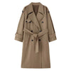 Vintage Elegant Women Long Trench Casual England Long Sleeve Belt Coat Jacket Fall Winter Lady Sweet Retro Harajuku Pockets Tops